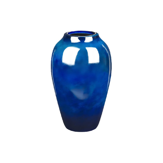 Elegant Deep Blue Ombre Glazed Ceramic Vase with High-Gloss Finish
